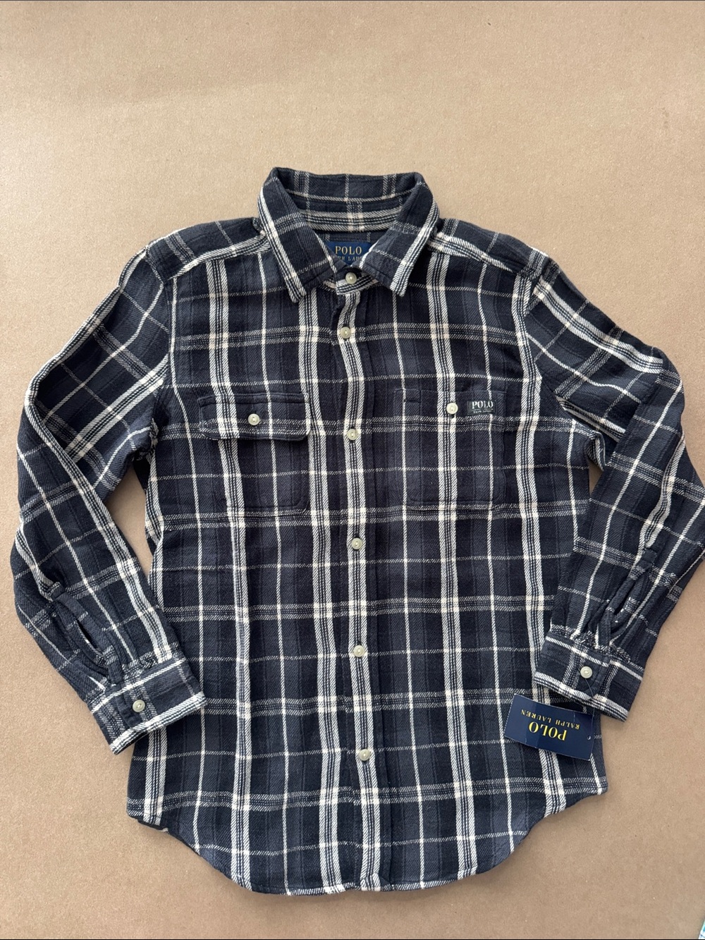 Polo by Ralph Lauren Navy and White Plaid Button-Down Shirt